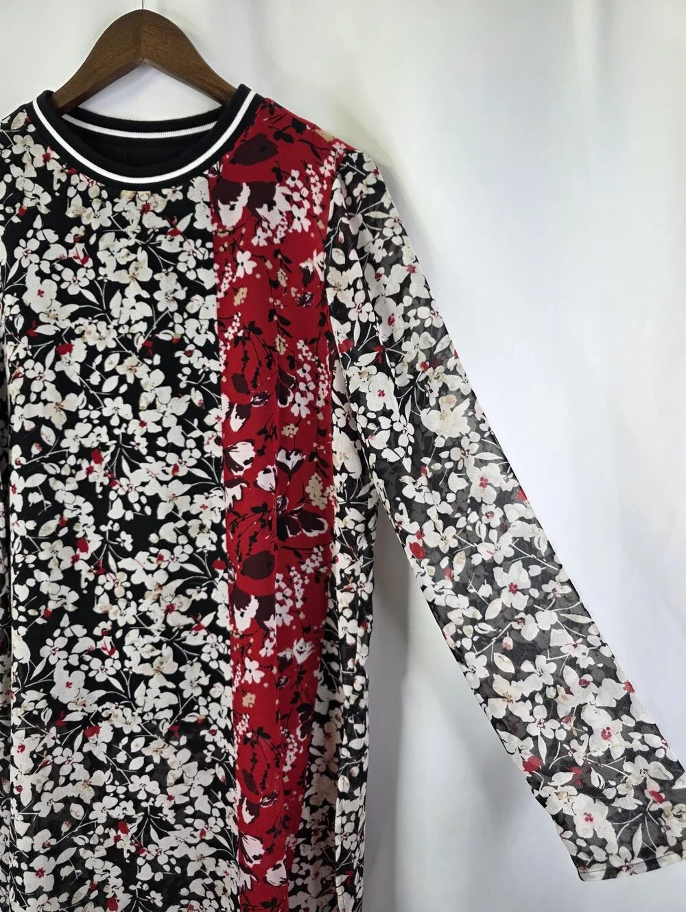 Calvin Klein Womens Size Med Floral Sheer Lined Crew Neck Tunic Dress Multicolor - Picture 8 of 16